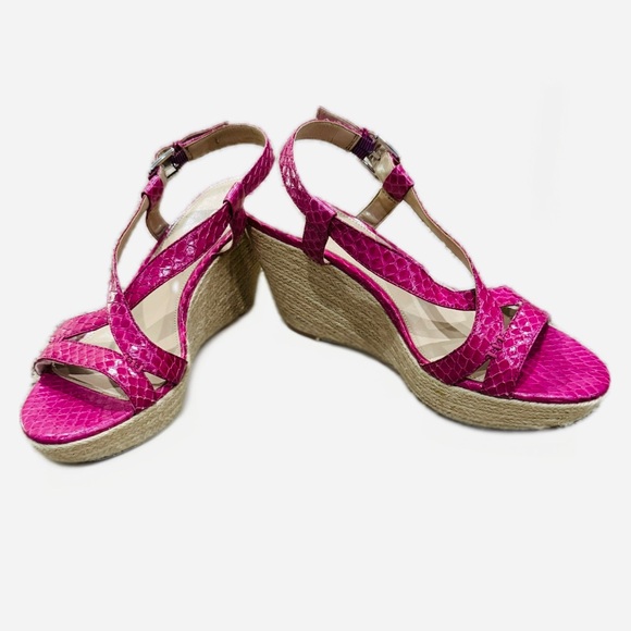 👡🎀 VIA SPIGA Pink Leather Espadrille Wedge Sandals | Women’s Sz 9 Preppy Chic - Picture 2 of 9